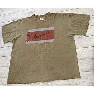 90s Nike Center Swoosh Spell Out T Shirt Size 2XL XXL Rare Brown Distressed